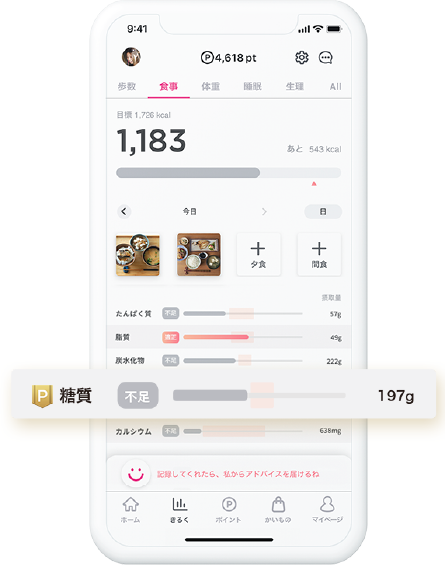 糖質不足　197g